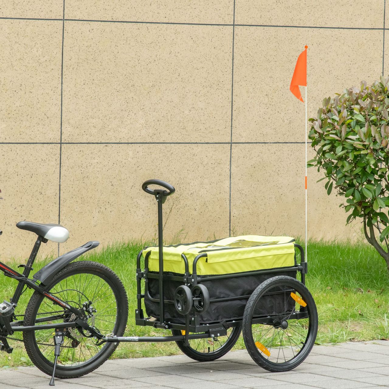 HOMCOM 2-in-1 Fahrradanhänger Lastenanhänger 40 kg Belastbarkeit Schwarz Gelb