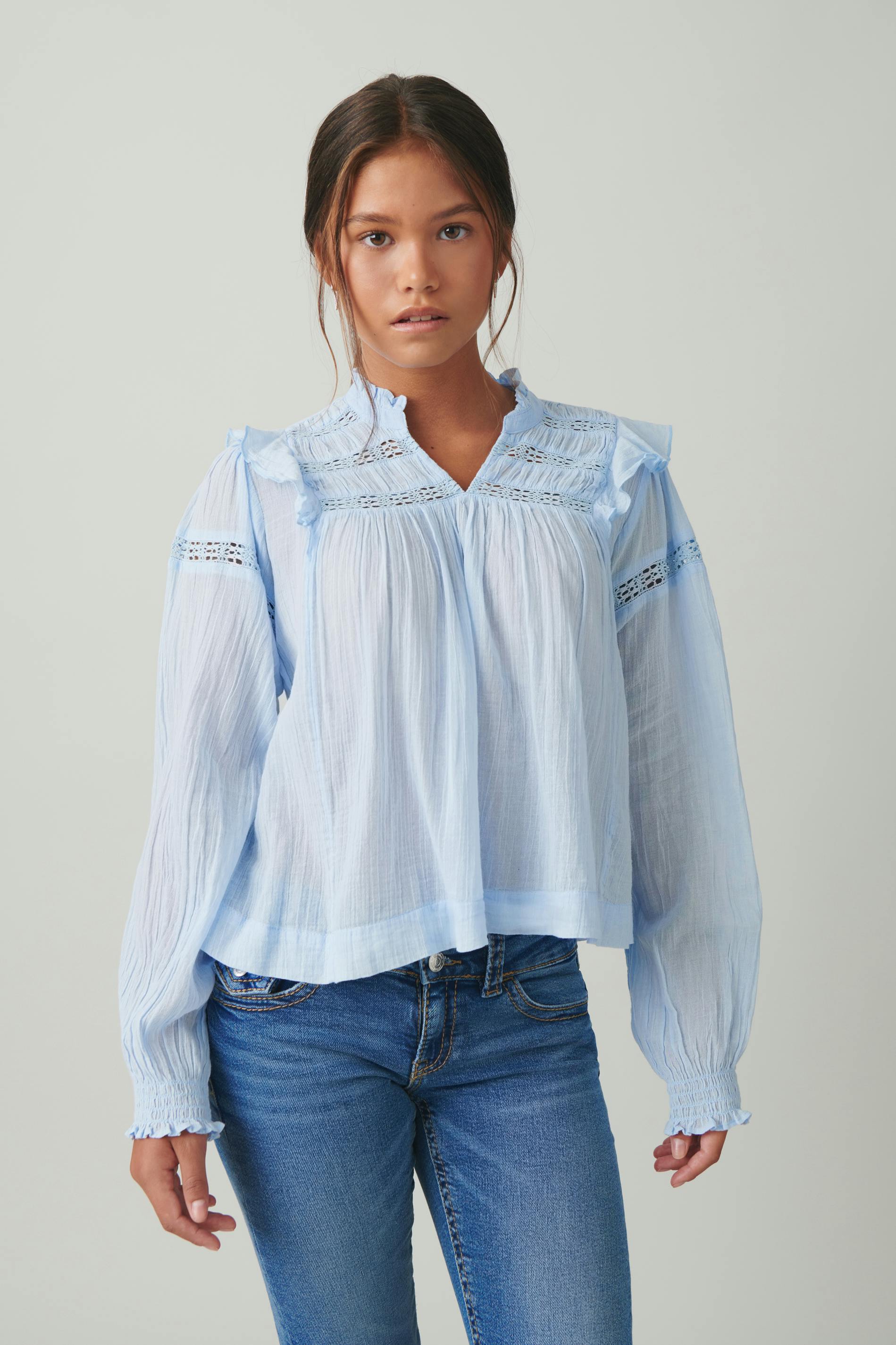 Y boho lace blouse