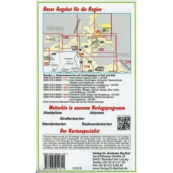 Rügen, Kap Arkona, Sassnitz, Halbinsel Jasmund und Umgebung Radwander- und Wanderkarte 1 : 35 000 - Wanderkarte
