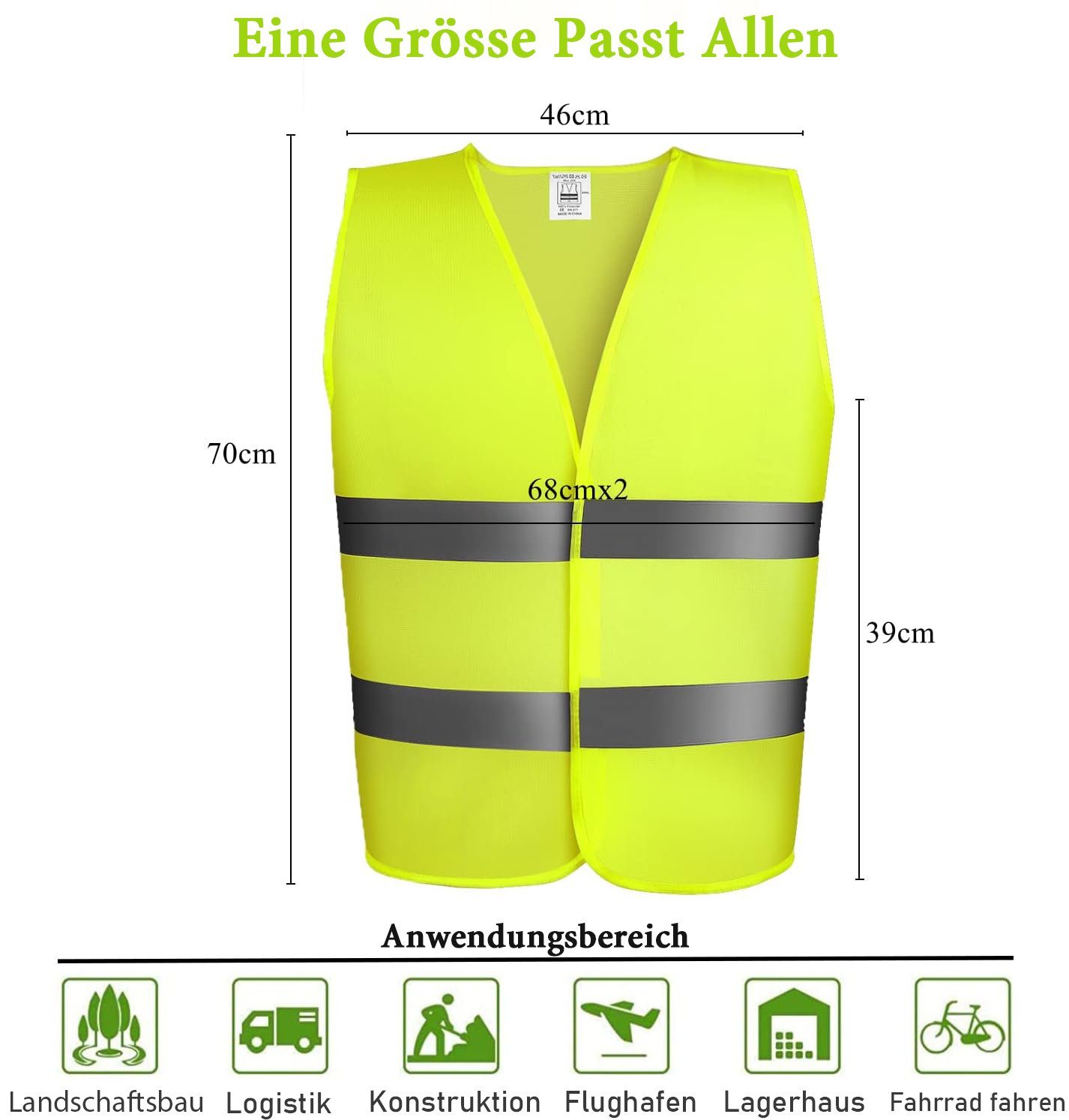 TLGREEN Warnweste PKW Warnwesten Unfallweste Sicherheitsweste für Auto 360° Sichtbarkeit (50-tlg)