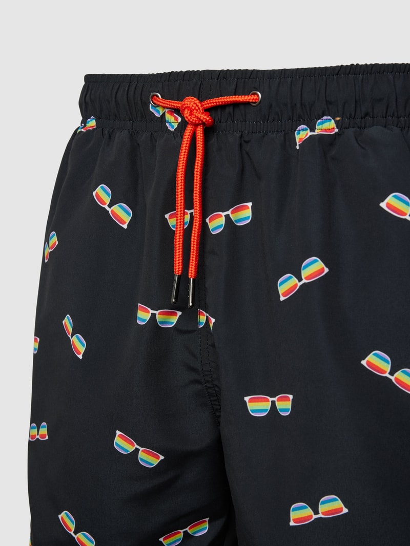 Badehose mit Allover-Muster in schwarz