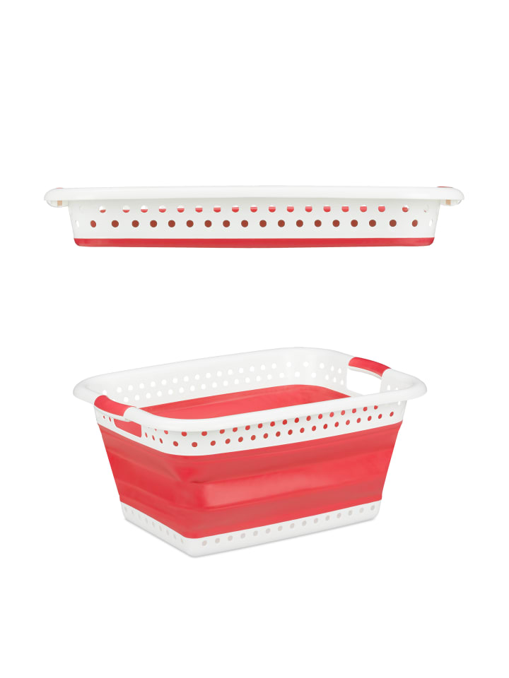 relaxdays Wäschekorb in Rot - (B)61 x (H)27 x (T)45,5 cm günstig kaufen onesize