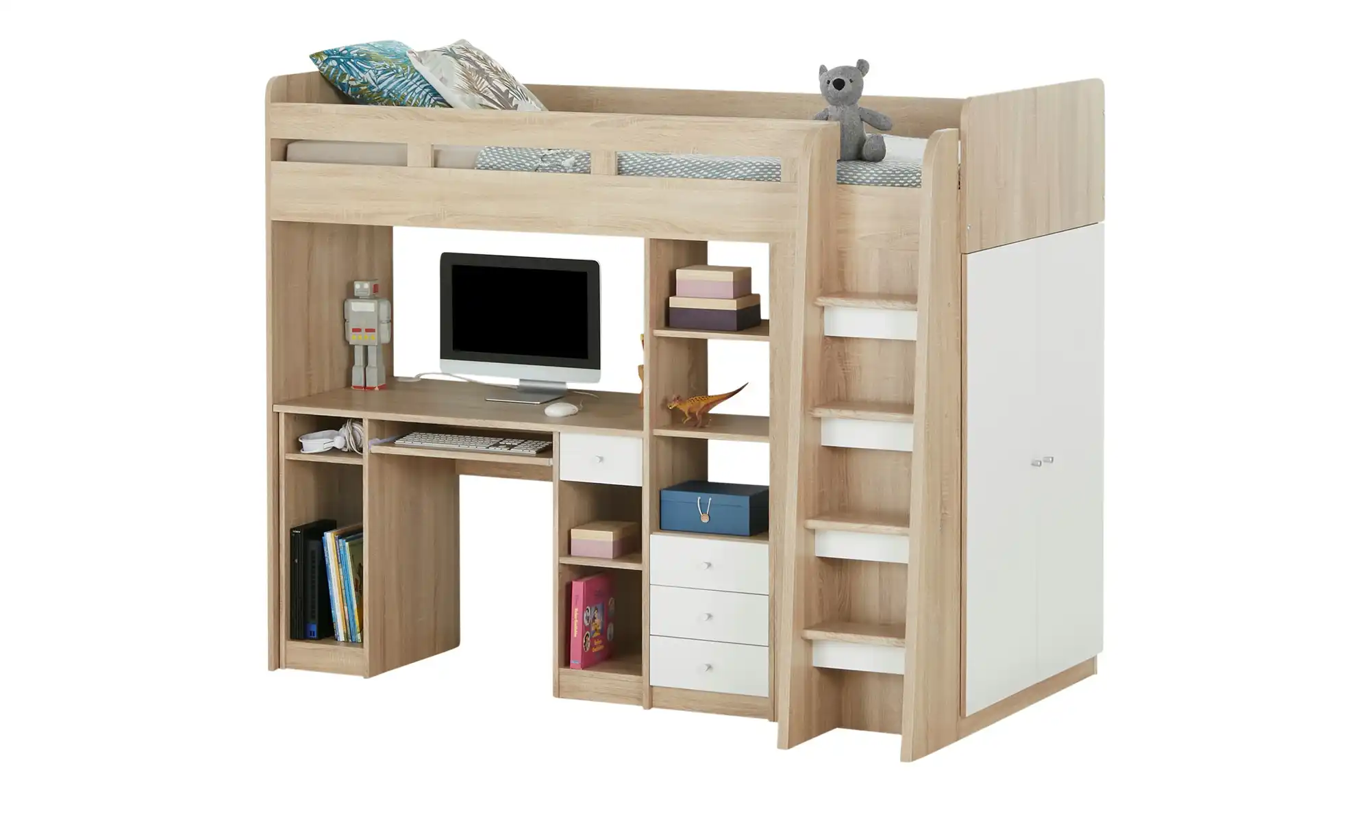 Hochbett mit Kleiderschrank und Schreibtisch
