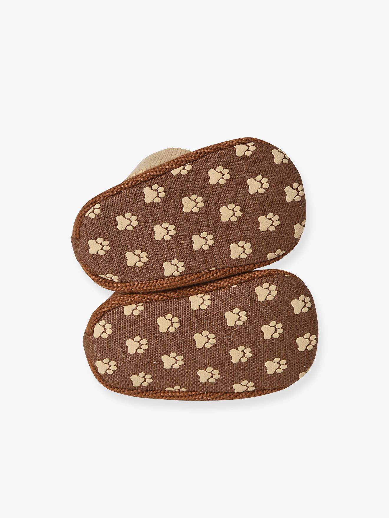 Chaussons souples tricot bébé marron