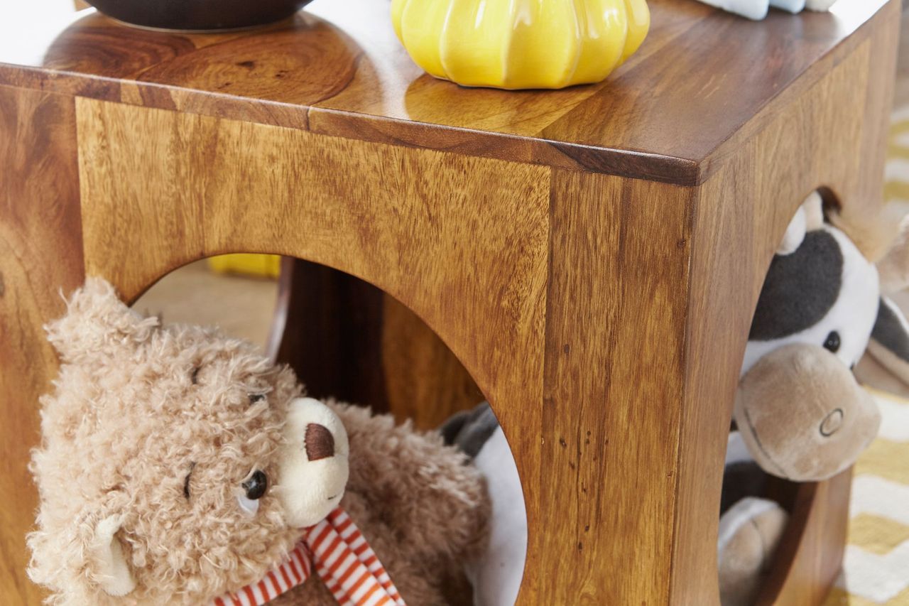 Wohnling Sheesham Massivholz Beistelltisch 35 x 35 cm Cube