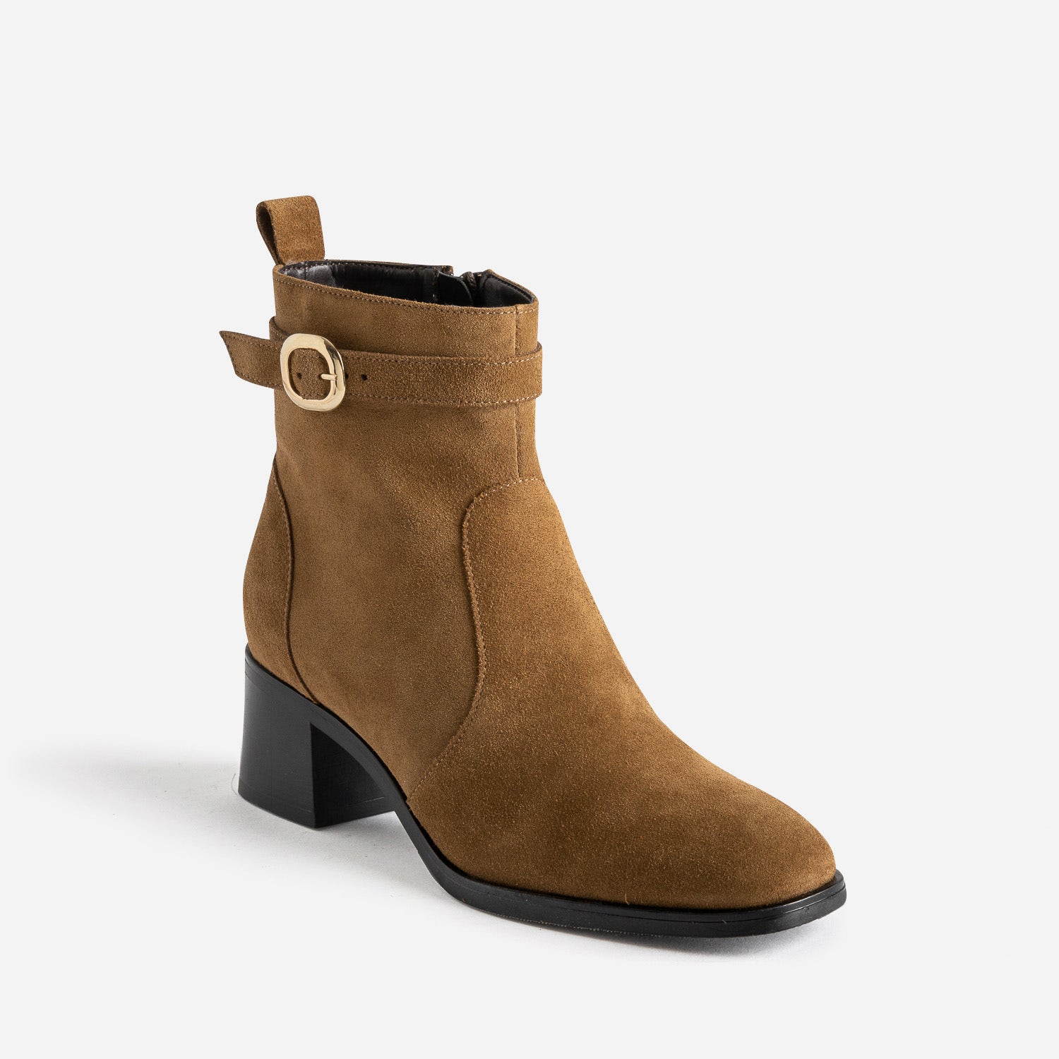 Boots taupe en cuir velours