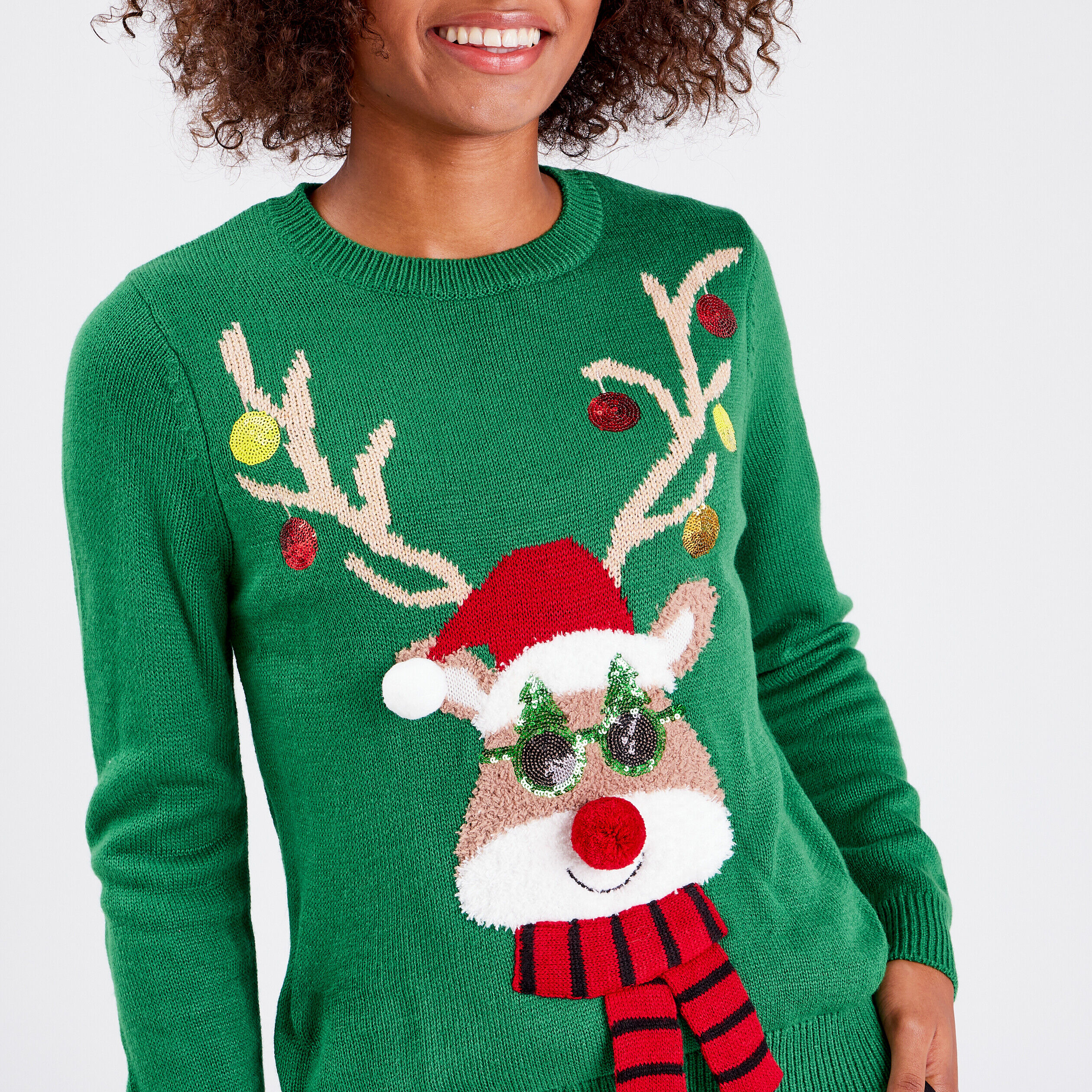 Pull avec sequins vert femme | Cache Cache