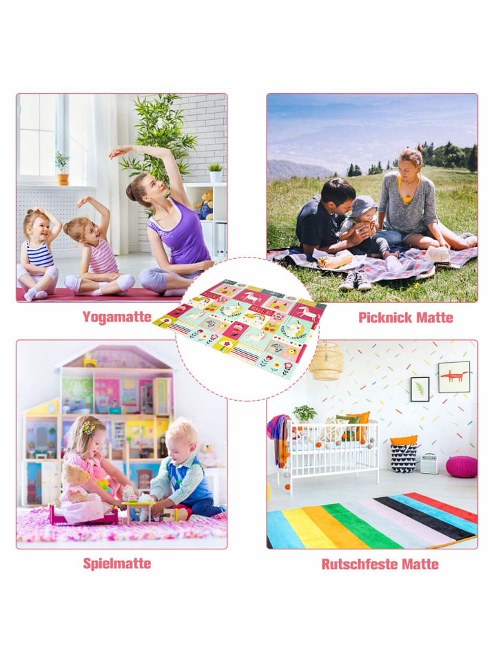 COSTWAY Spielmatte doppelseitig in Rosa günstig kaufen 200 cm