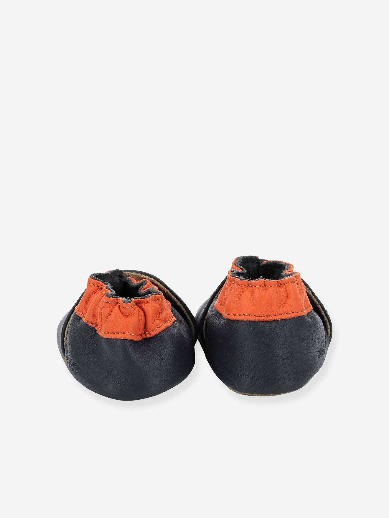 Chaussons cuir souple bébé Beep Beep ROBEEZ© marine
