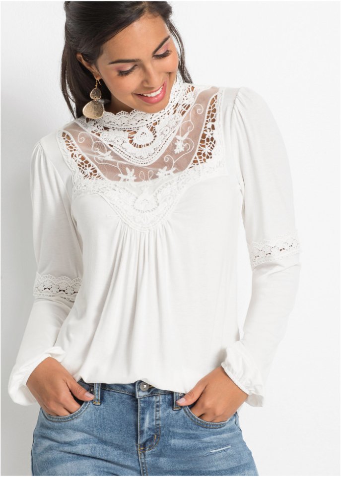 Langarmshirt mit Spitze