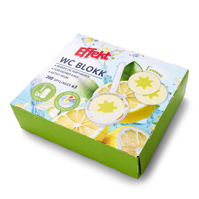 Effekt WC-blokk 3-pk, Lemon, Easy Load, Effekt