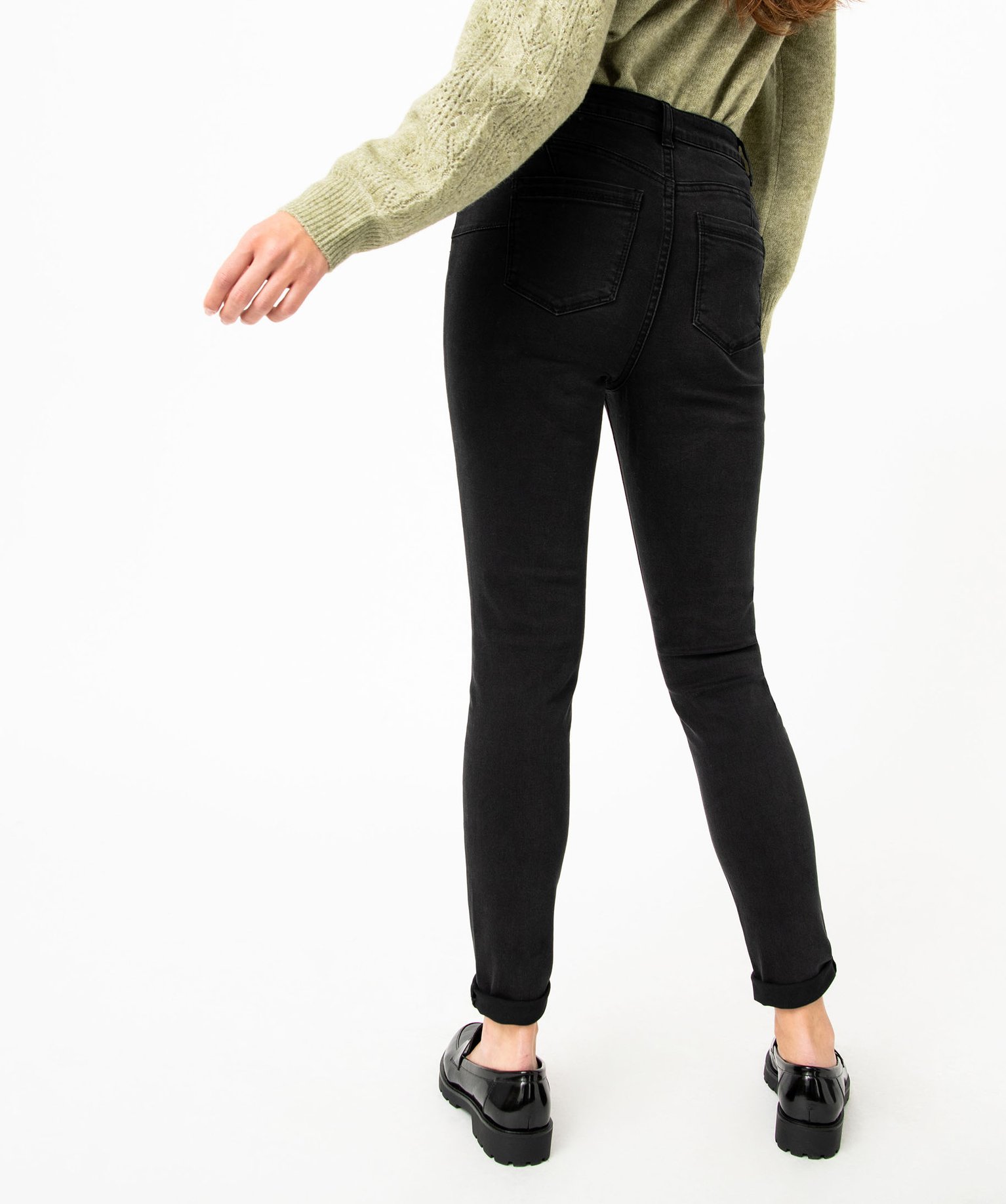 Jean Skinny taille haute forme push-up femme noir | GEMO