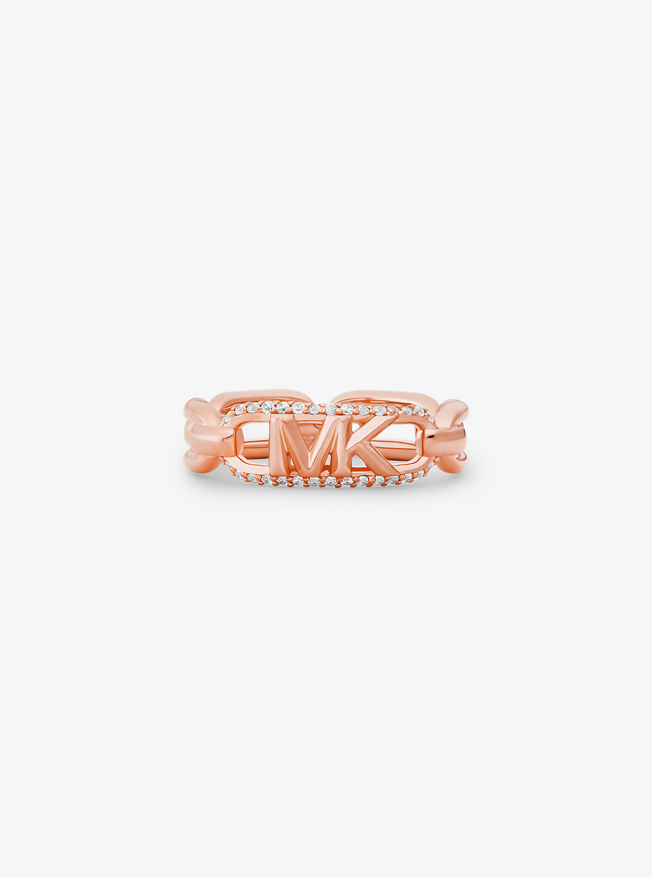 Ring med edelmetallbelagt sterlingsølv, Pavé Empire-logo - ROSE GULL