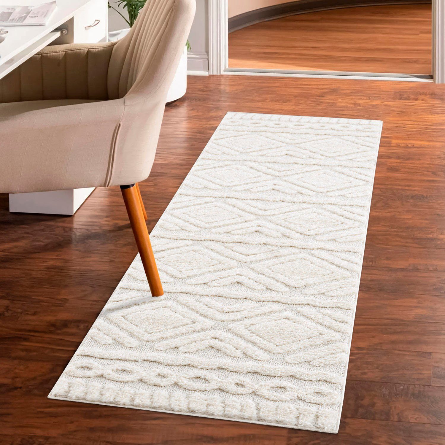 Hochflor-Läufer Andro, Home affaire, rechteckig, Höhe: 20 mm, Boho Stil, weich, Hoch Tief Struktur, Wohnzimmer