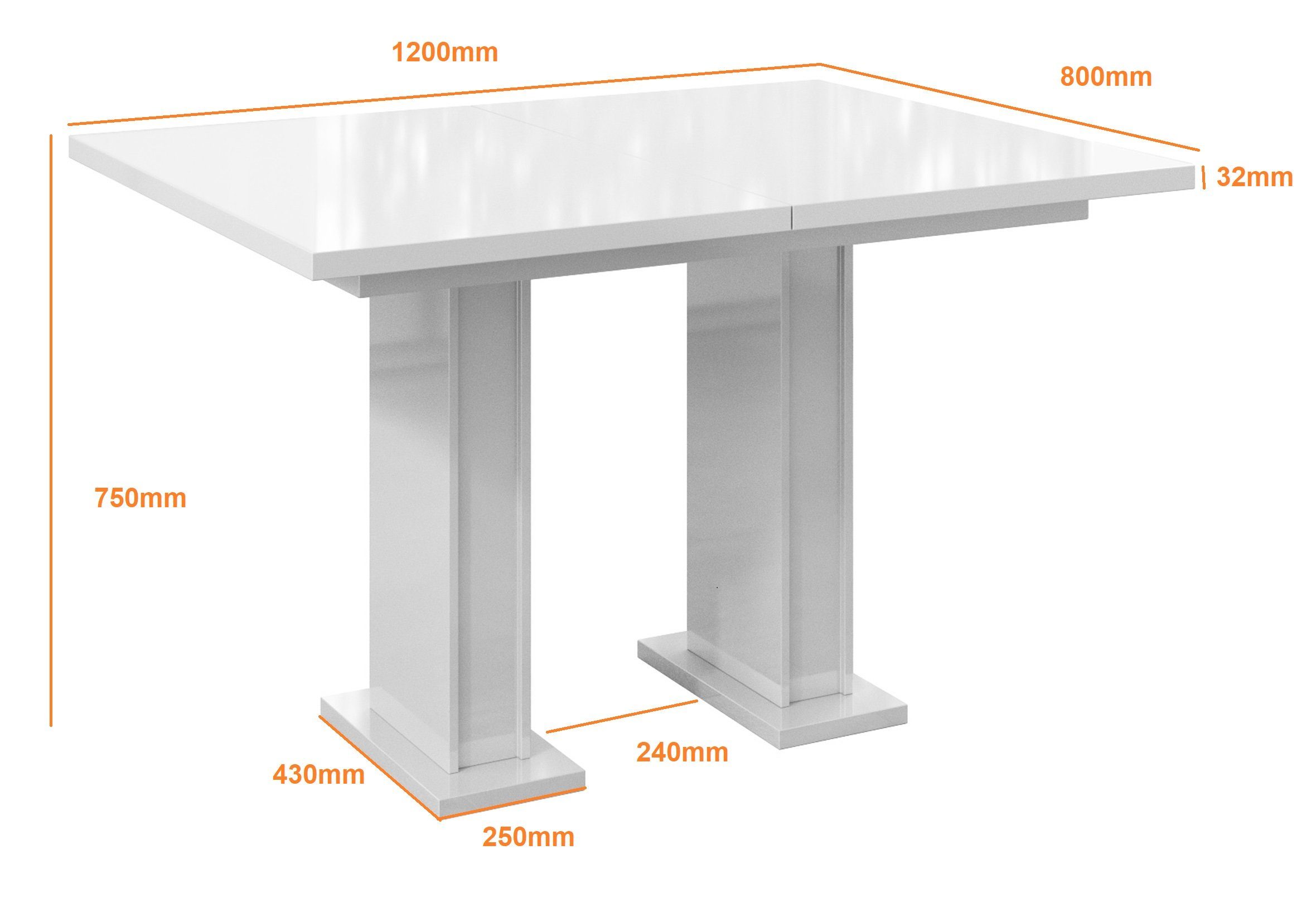 Compleo Esstisch Sole Esszimmertisch, ausziehbar 120-160 cm, Esszimmer