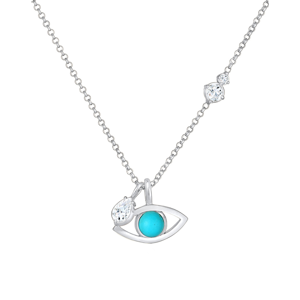 Elli PREMIUM Elli PREMIUM Collier Topaze solitaire turquoise pour dames en argent sterling 925 collier