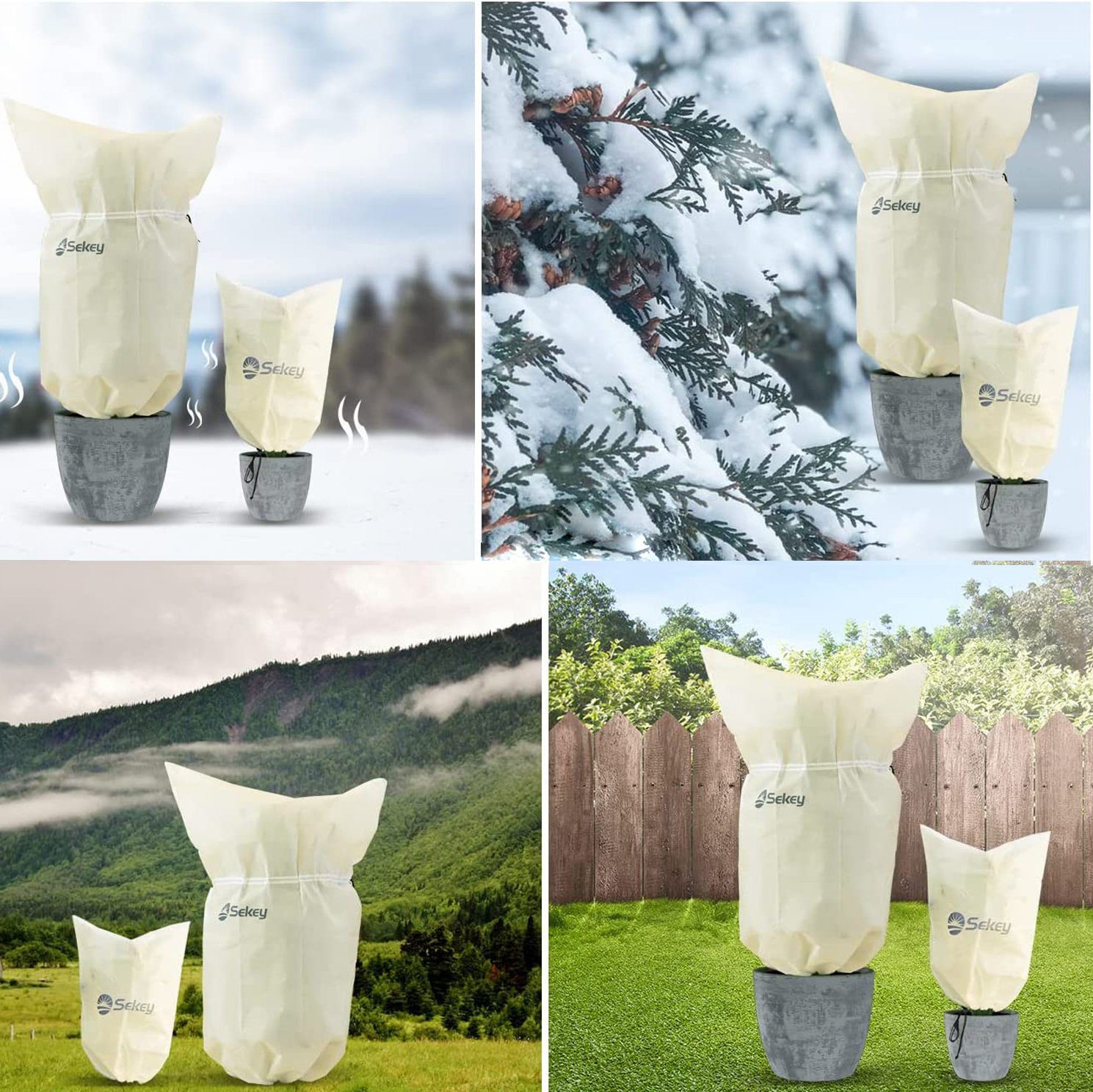 Sekey Winterschutzhaube 3-St Winterschutz für Pflanzen Kübelpflanzensack