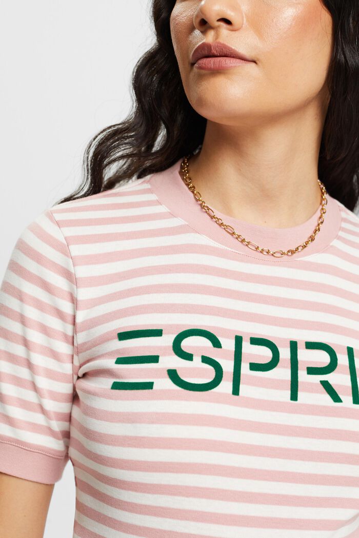 Gestreiftes Baumwoll-T-Shirt mit Logo-Print