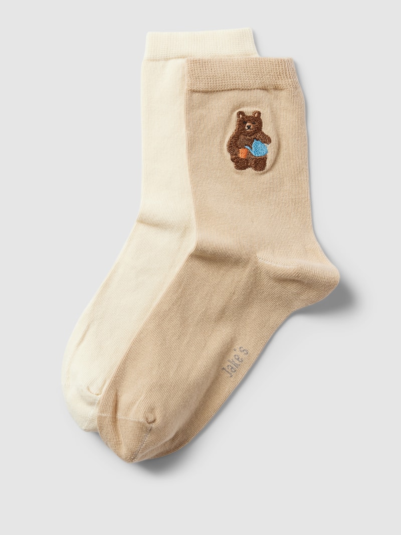 Socken mit Motiv-Stitching im 2er-Pack in offwhite