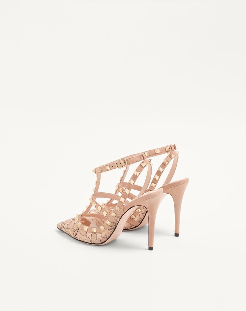 Sapatos de salto Rockstud Lace com tiras de 100 mm