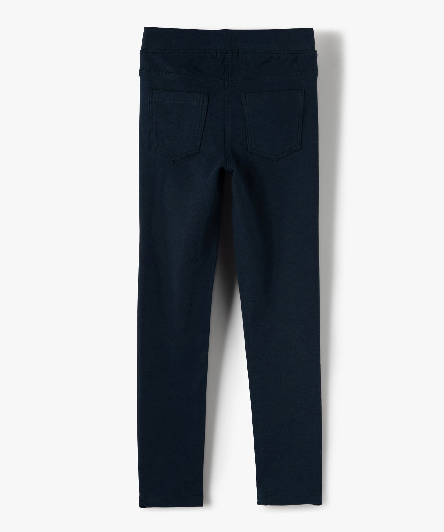 Leggings uni en coton extensible fille marine | GEMO