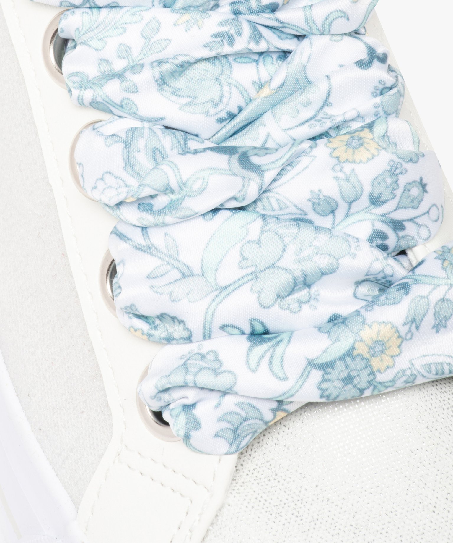 Baskets femme en toile métallisée et lacets foulard jaune | GEMO