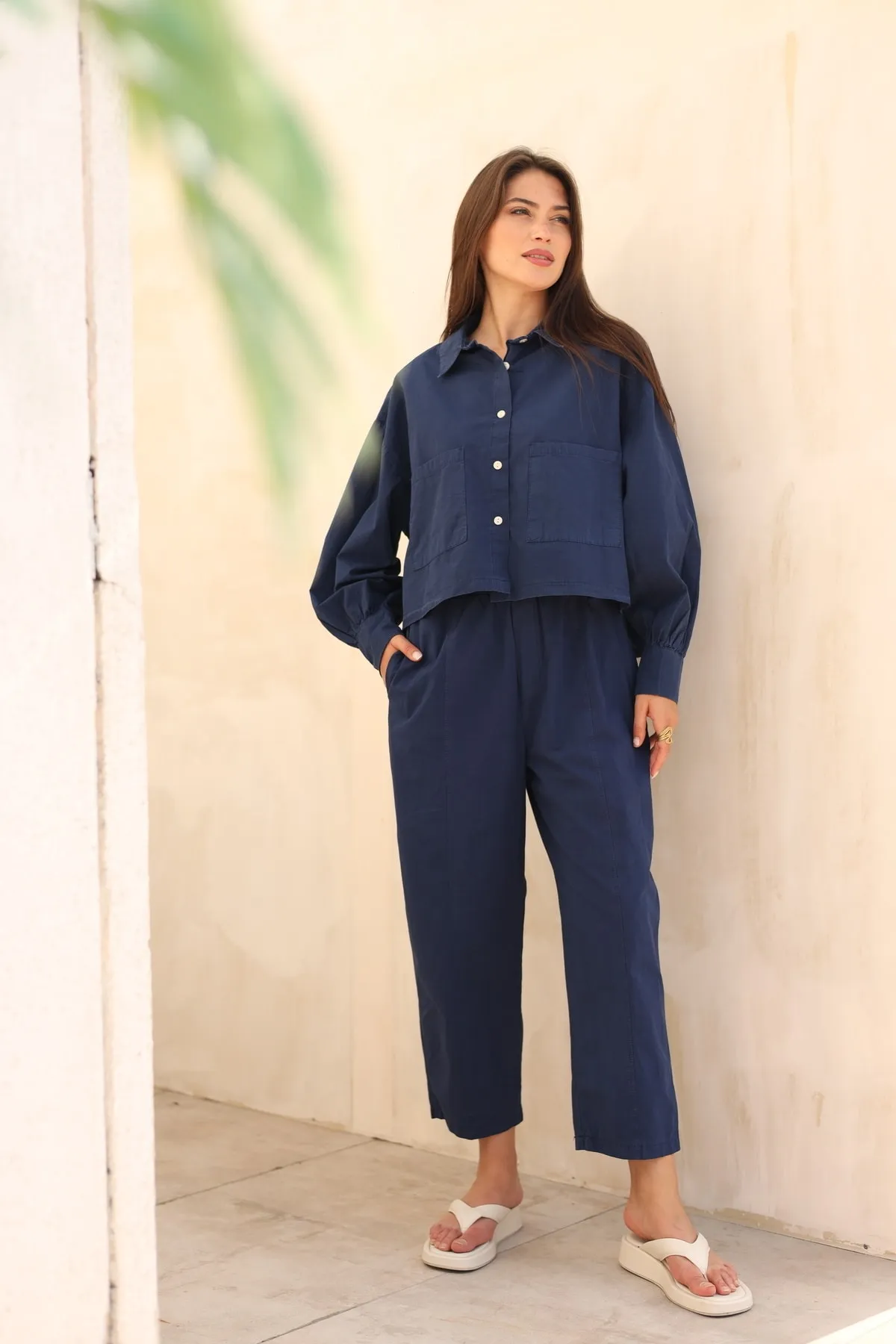 Laluvia  Marineblaues Hemd-Hosen-Set