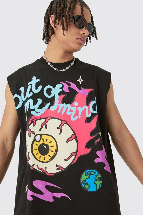 Oversize Tanktop mit Out Of My Mind Print