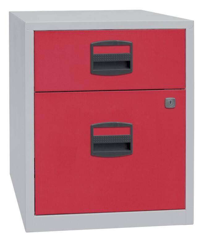 Bisley Home Mobiler Beistellschrank Lichtgrau, Kardinalrot 413 x 400 x 528 mm