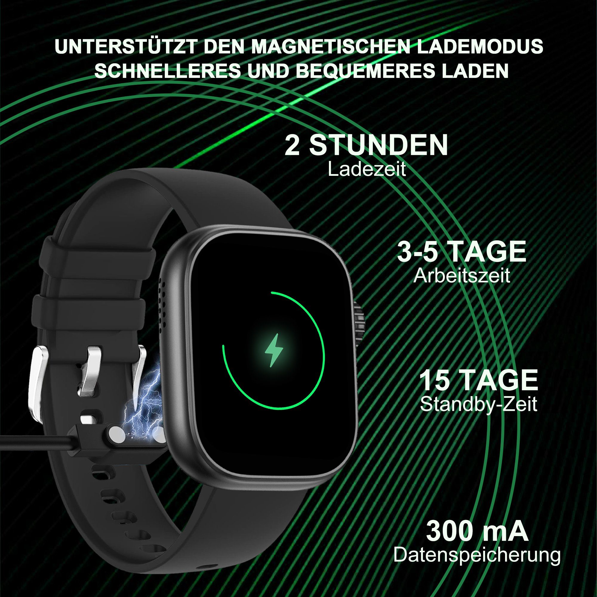 Mutoy Smartwatch, Damen Herren Smartwatch, Fitness Tracker Uhr Smartwatch (Fitnessuhr mit Telefonfunktion 2,01