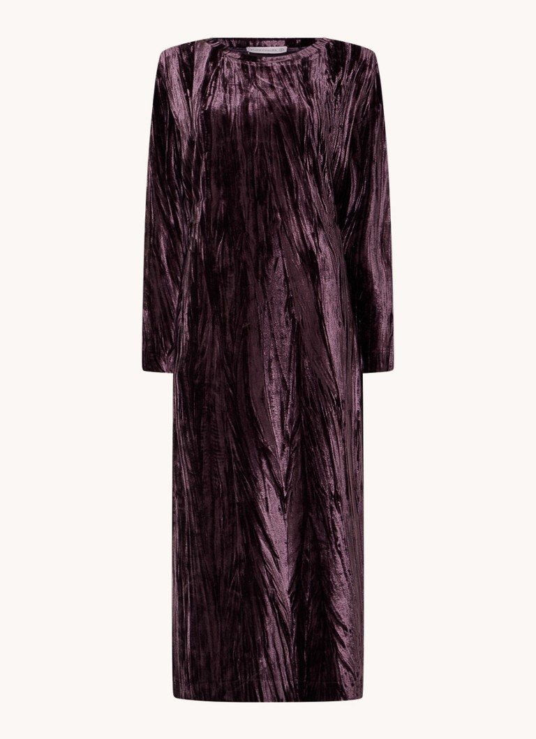Studio Anneloes Tammy Velvet midi dress with shoulder pads