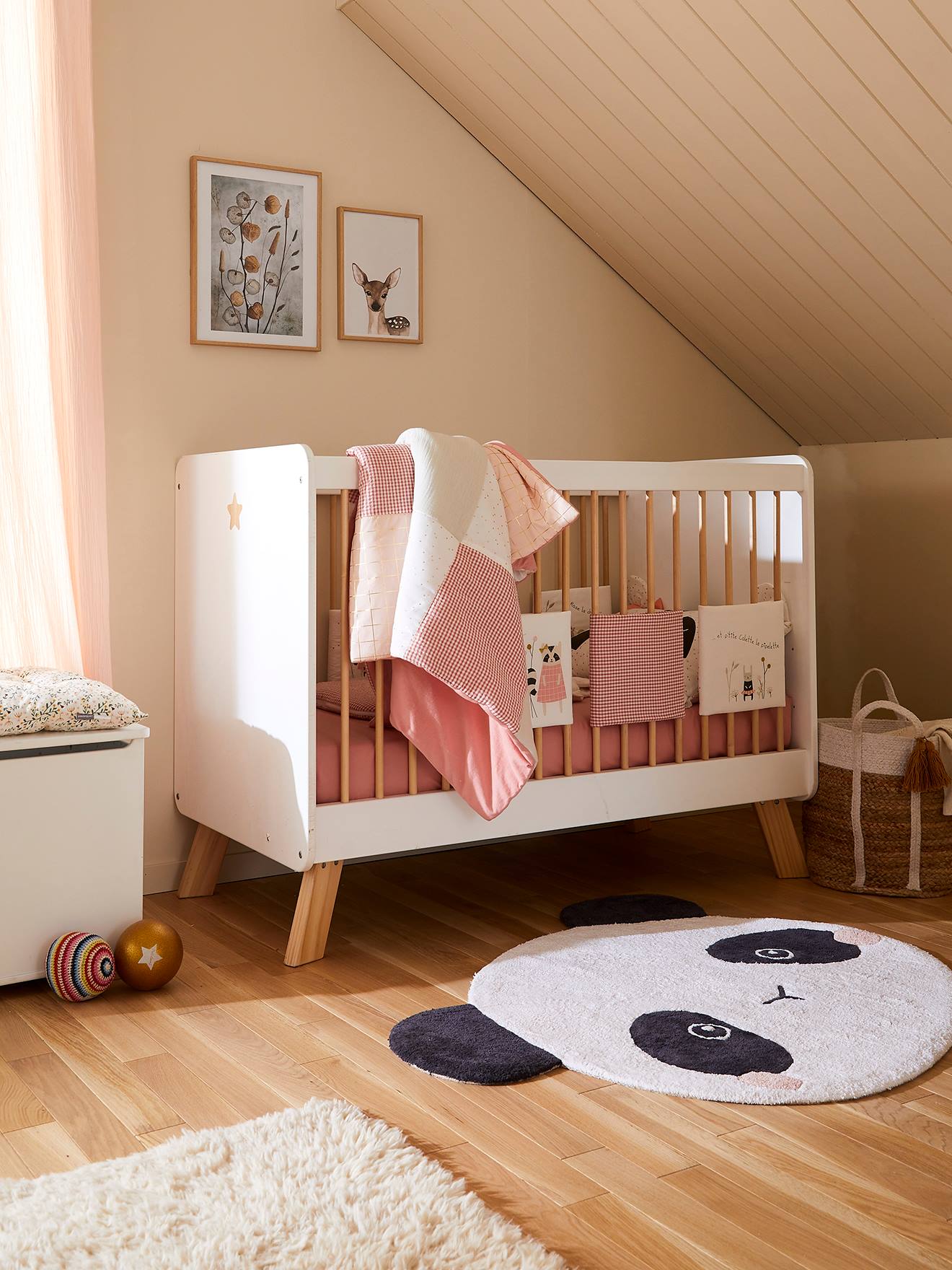 Vertbaudet Baby Gitterbett GROßER BÄR - weiß/natur