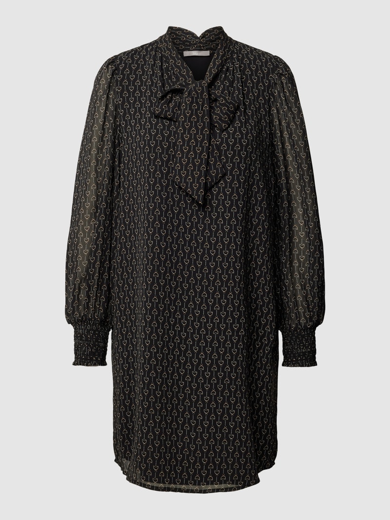 Knielanges Kleid mit Ballonärmeln in schwarz