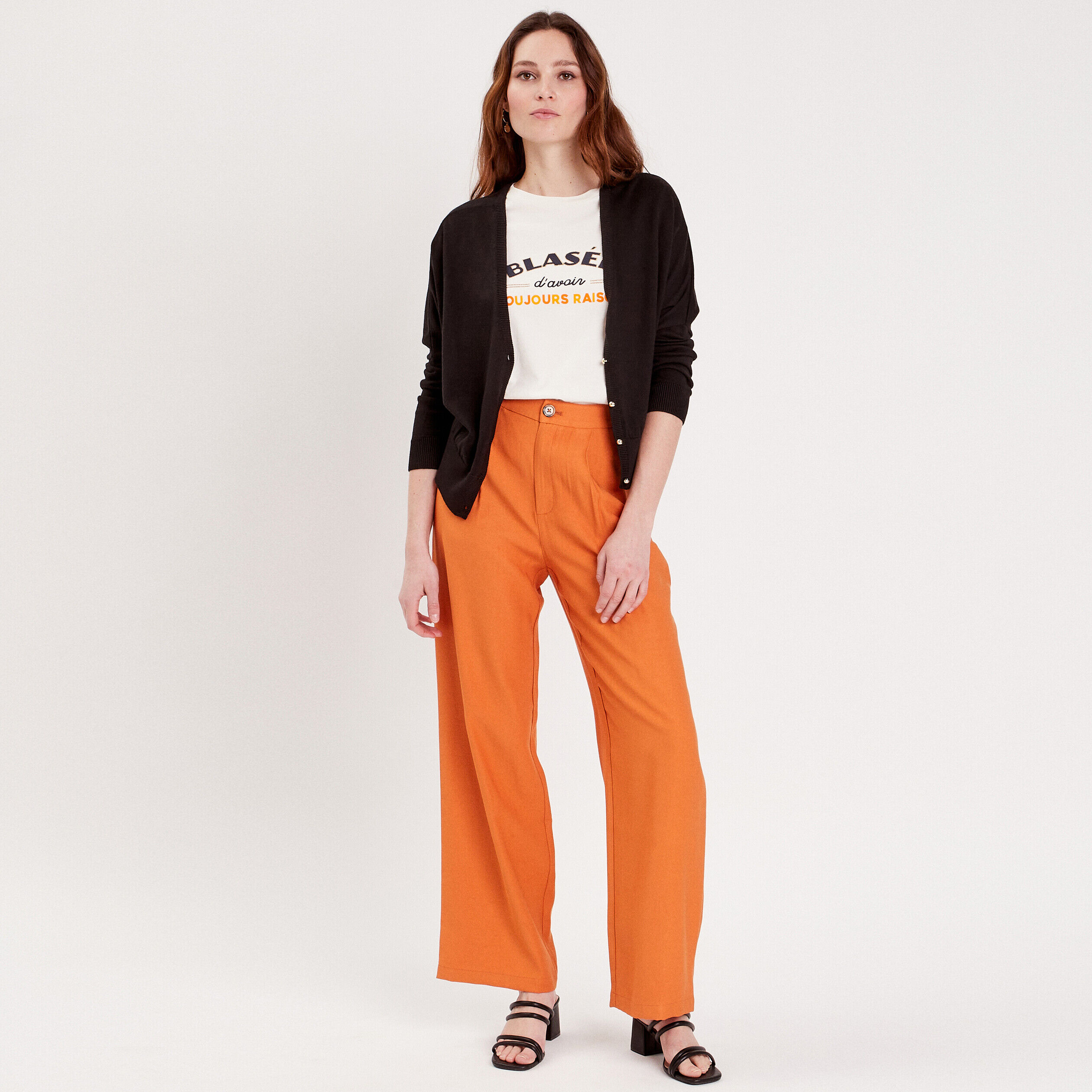 Pantalon city large orange femme | Cache Cache