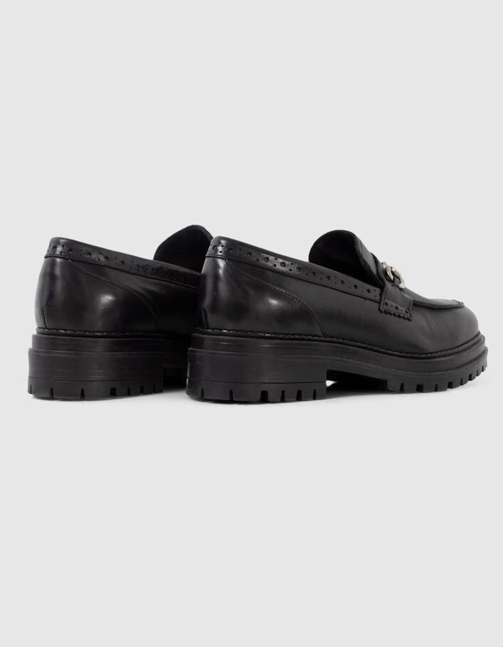 Mocassins noirs cuir semelles crantées Femme