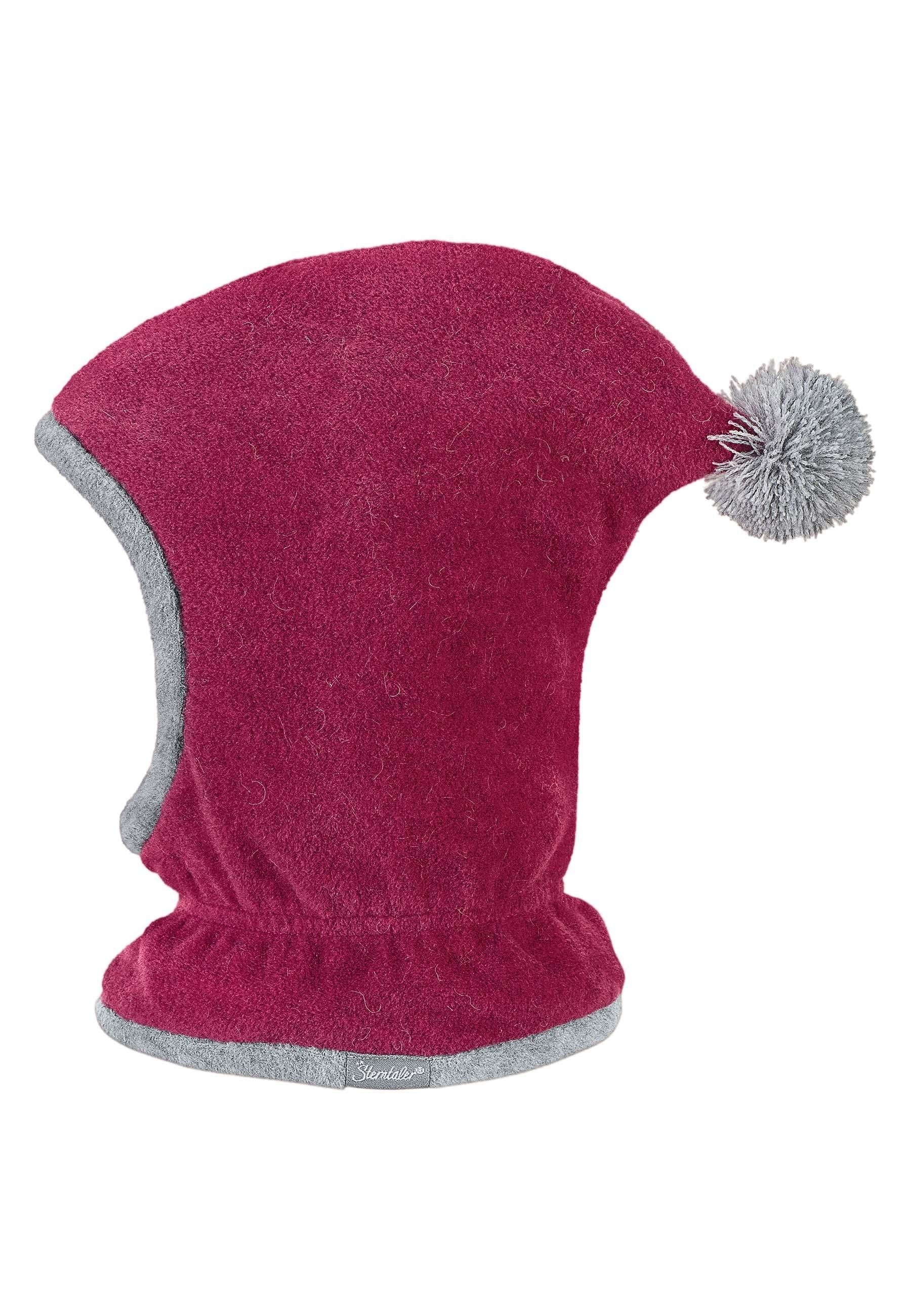 Schalmütze aus Fleece mit Zipfel und Bommel