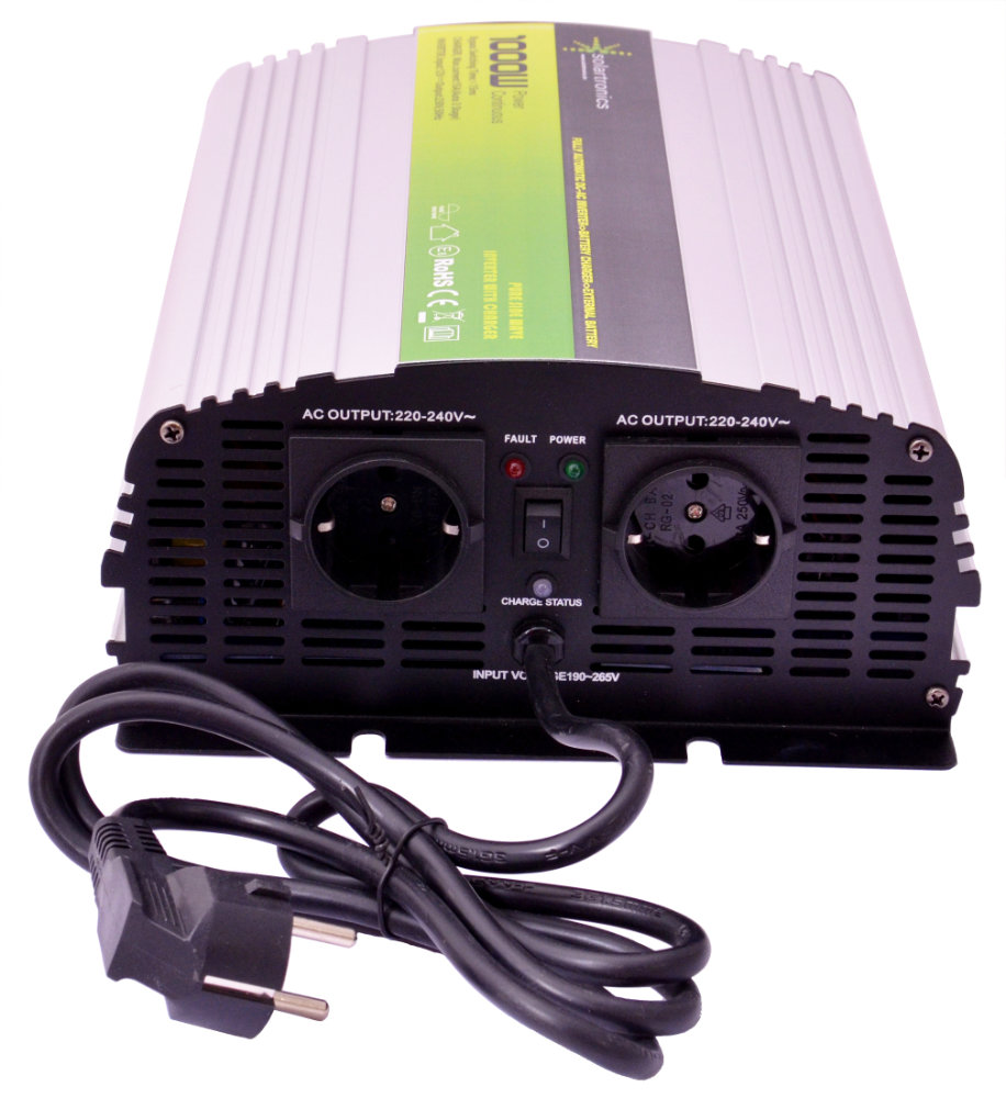 Solartronics Spannungswandler NPS100012V 1000W/2000W USV reiner Sinus mit 10A Laderegler