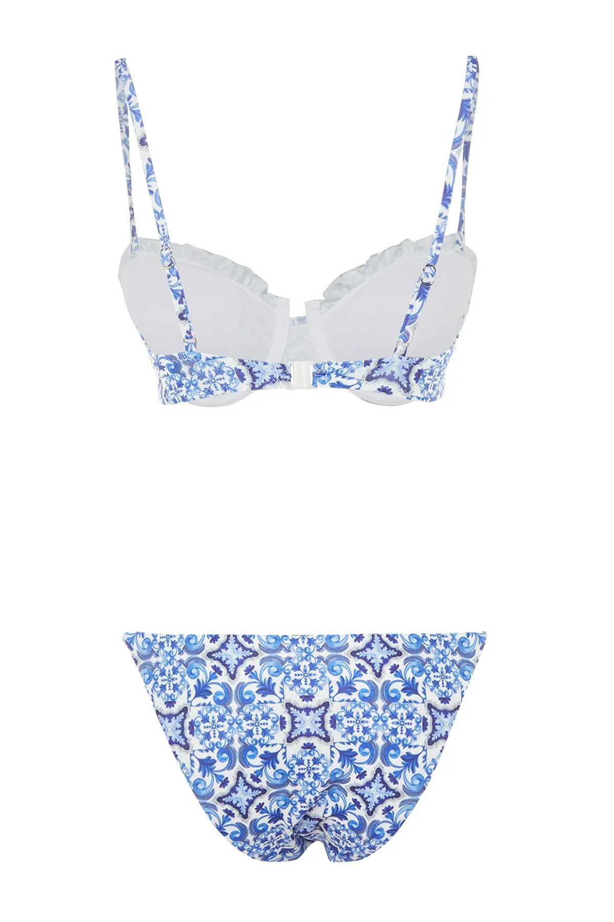 Trendyol Collection  Balconette-Bikini-Set mit Rüschen und Fliesenmuster TBESS23BT00007