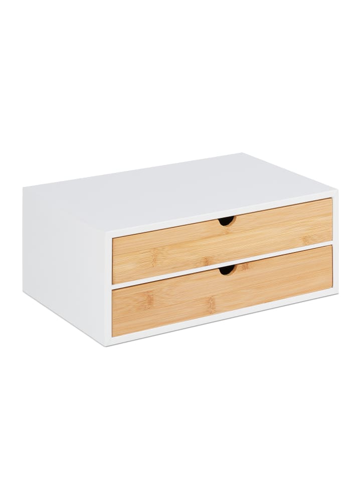 relaxdays Schubladenbox in Weiß/ Natur günstig kaufen onesize