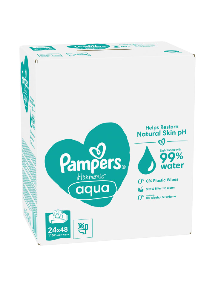 Pampers Pampers Harmonie Aqua Feuchttücher 24 Packungen = 1152 Feuchttücher günstig kaufen onesize