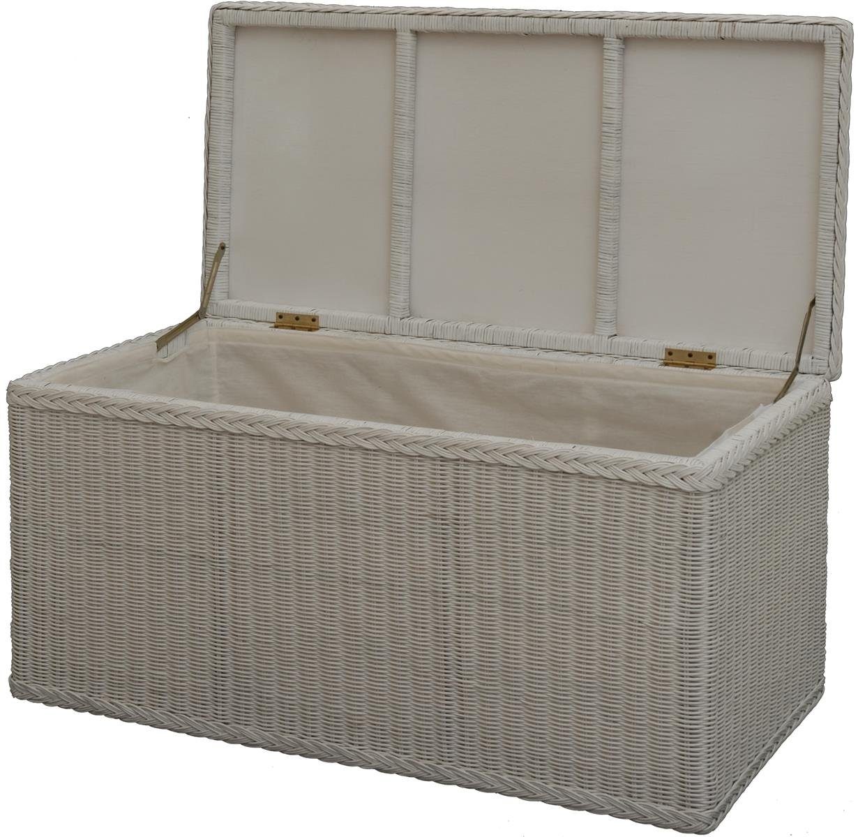 Krines Home Wäschetruhe Rattantruhe Groß Deckel Natur Rattan Truhe Aufbewahrung XL 100x50x50, Große Truhe mit viel Stauraum