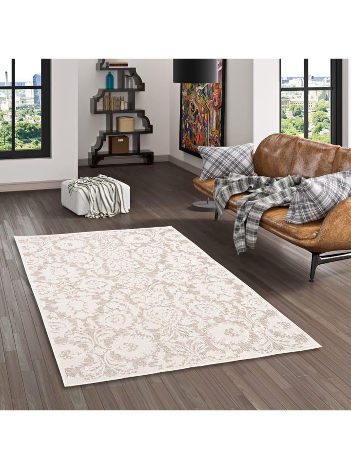 Pergamon In & Outdoor Teppich Flachgewebe Ottawa Barock in Beige günstig kaufen