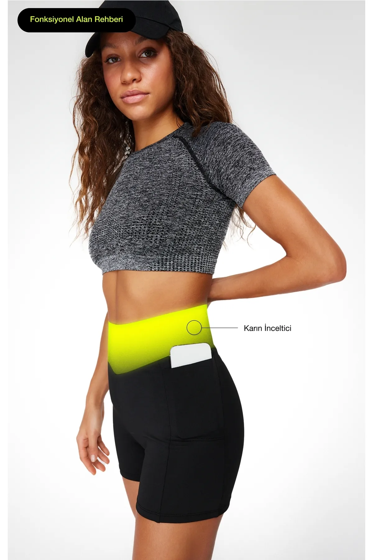 Trendyol Collection  Schwarze 2.Extra Bauch Sammler und kurze gestrickte Sport Shorts Leggings mit Schicht THMSS24TY00013