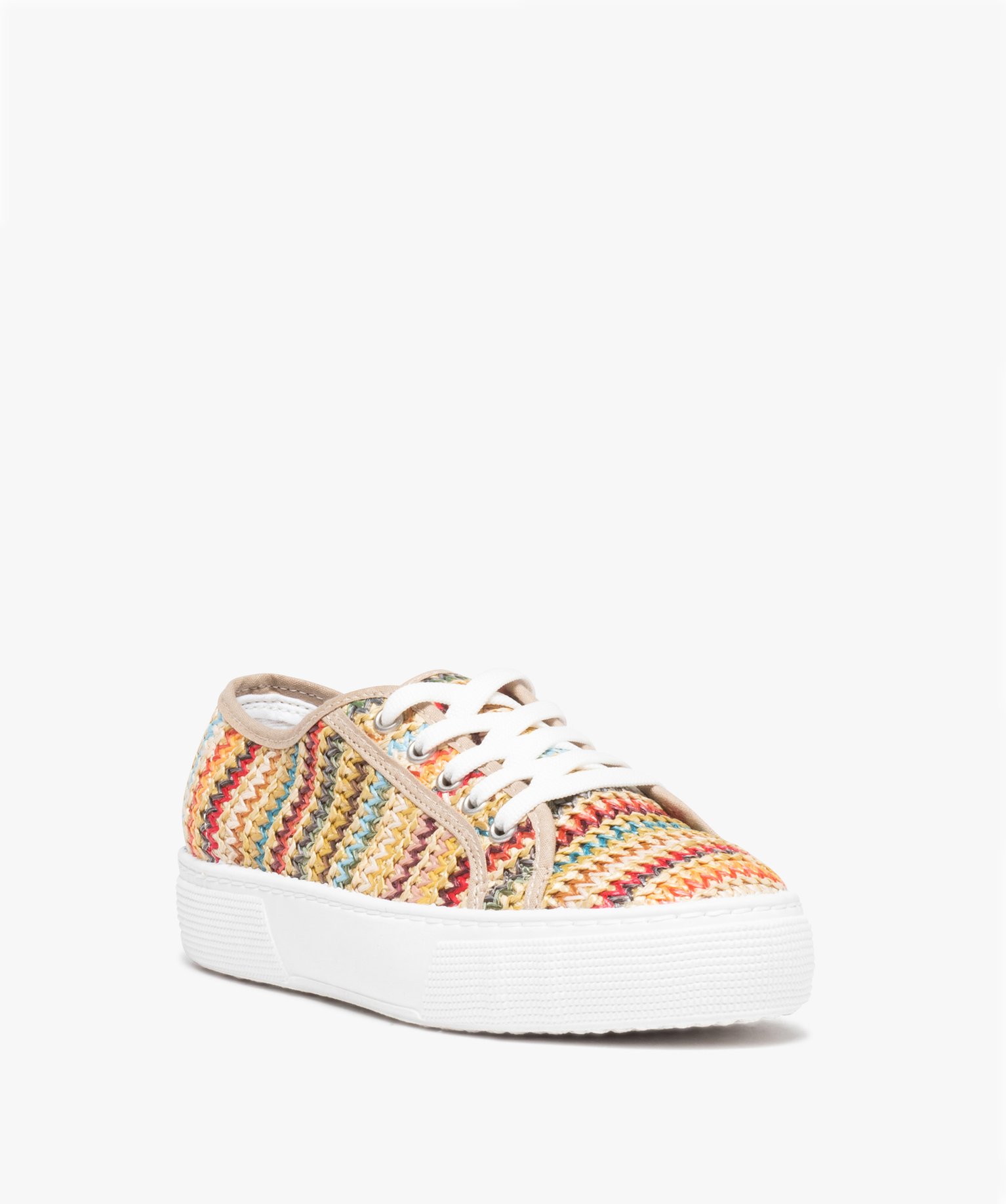 Baskets femme multicolores en toile et à talon compensé multicolore | GEMO