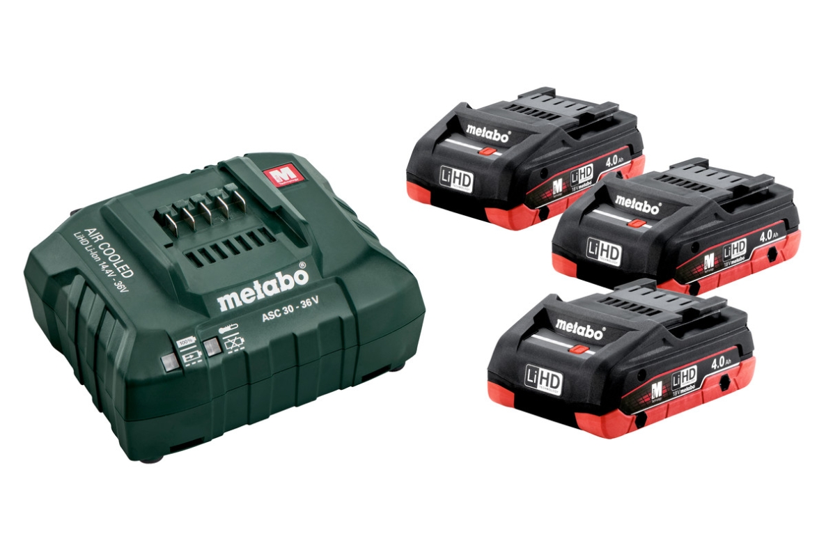 Metabo Tilbehør 685132000 Batteripakke 3 x 18V LiHD 4,0Ah + 1 x Oplader ASC 30-36 V