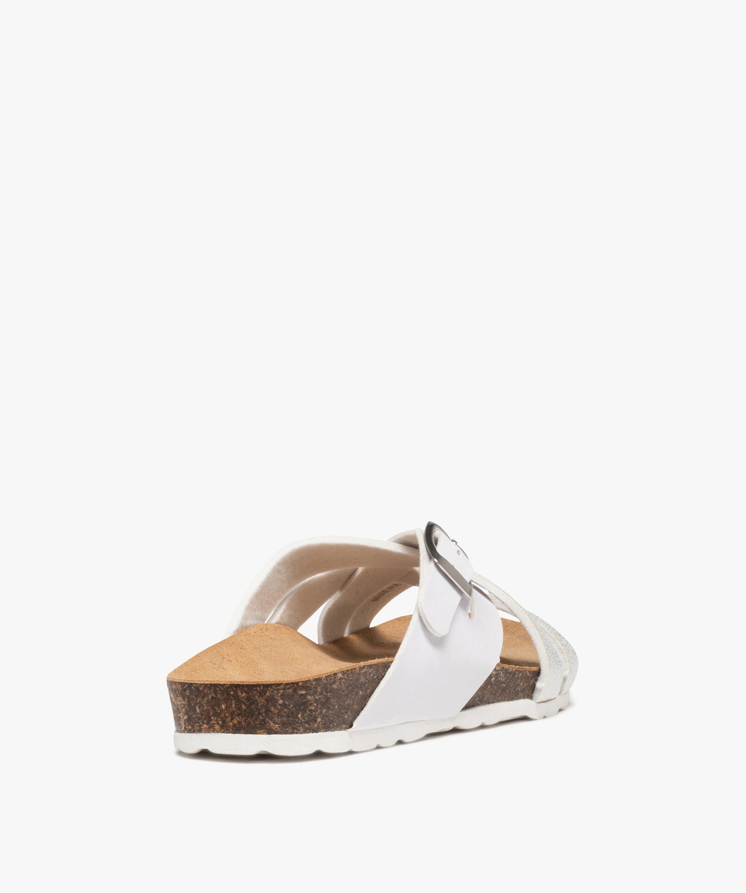 Mules femme à semelle liège et brides croisées blanc | GEMO