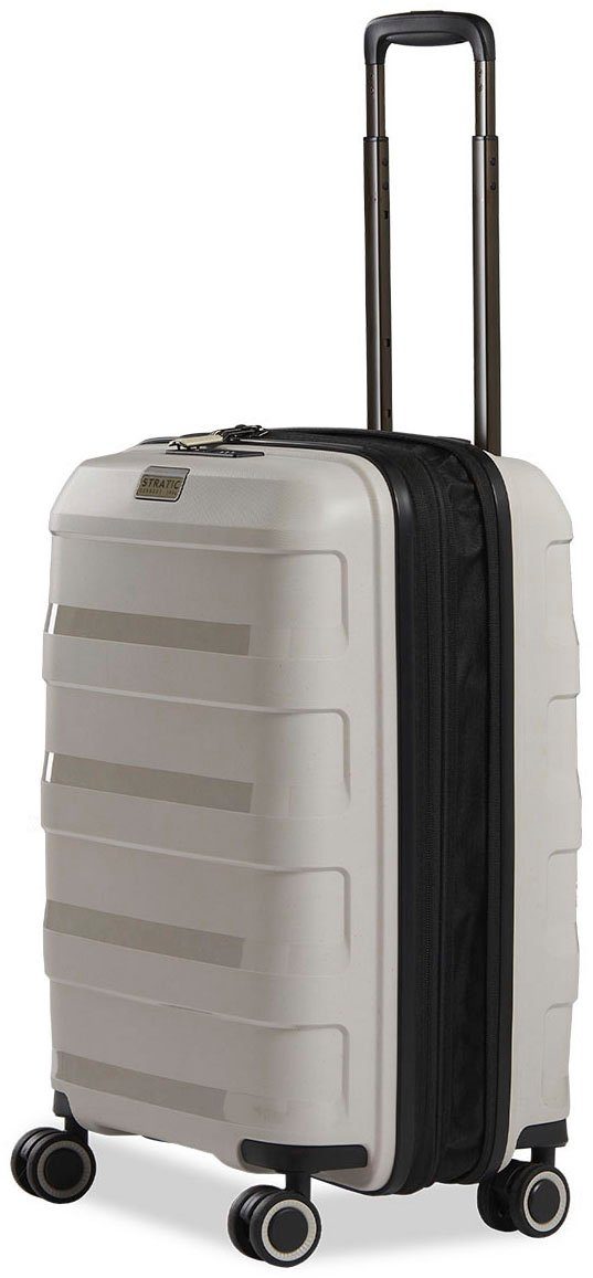Stratic Hartschalen-Trolley Straw + S, beige, 4 Rollen, mit NFC-Chip