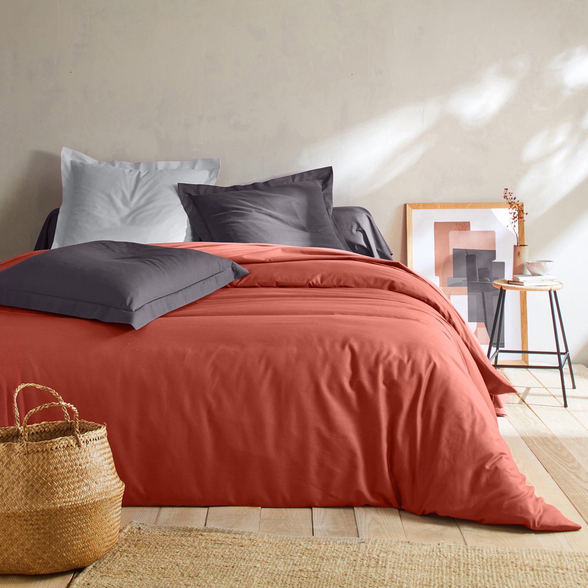 Linge de lit uni polyester-coton Colombine