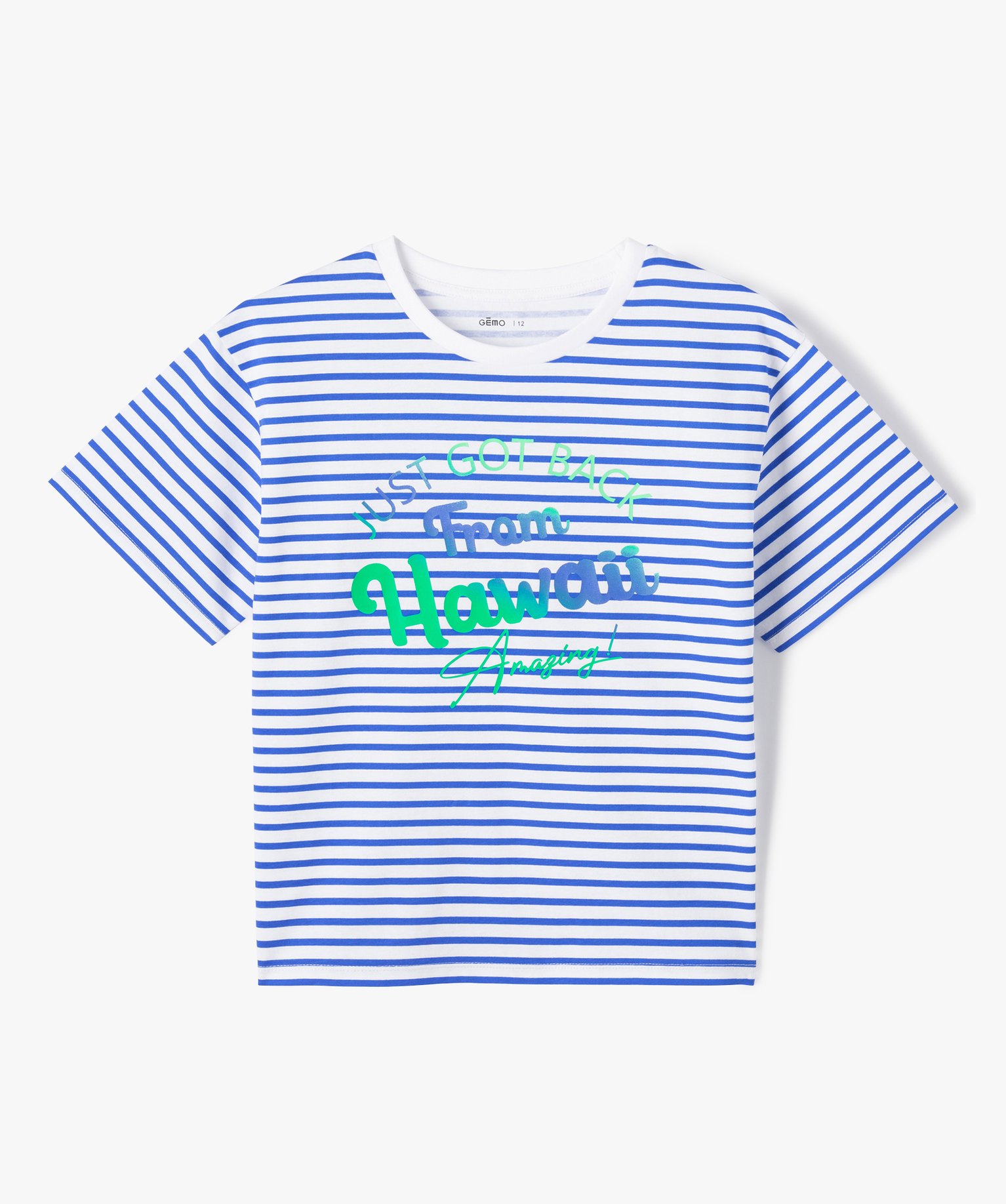 Tee-shirt fille à rayures coupe oversize bleu | GEMO