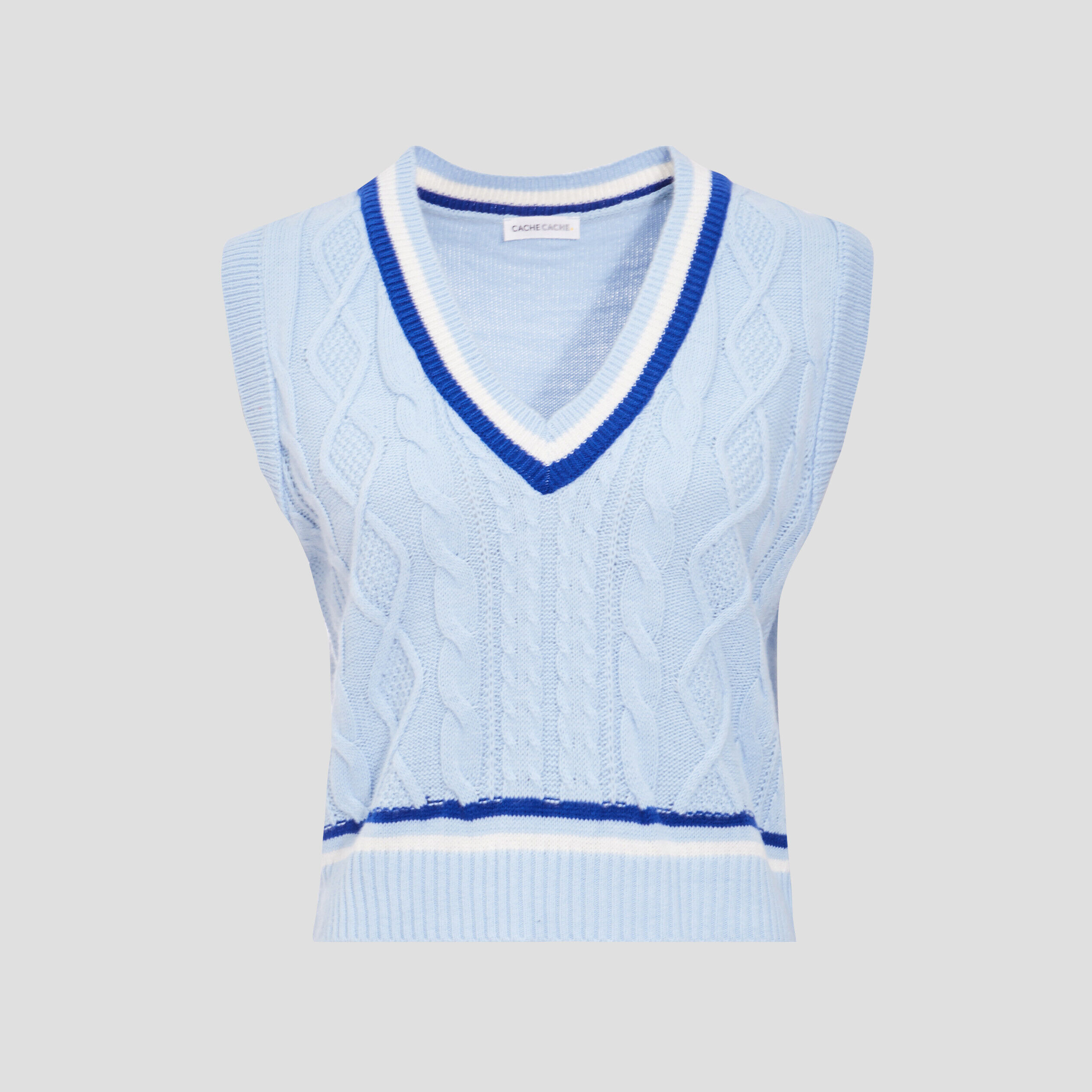 Pull sans manches bleu pastel femme | Cache Cache